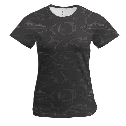 Женская 3D футболка с кофейными рыбками