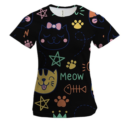 Женская 3D футболка Cat Meow
