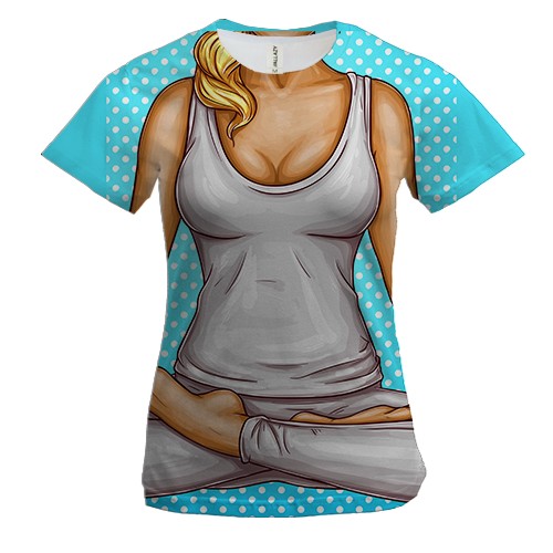 Женская 3D футболка с медитирующей девушкой