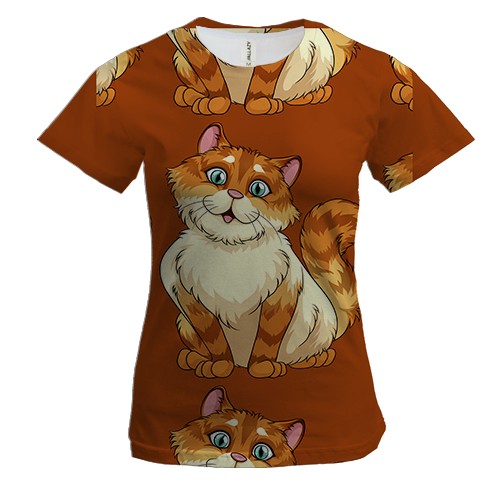 Жіноча 3D футболка з рудими котиками
