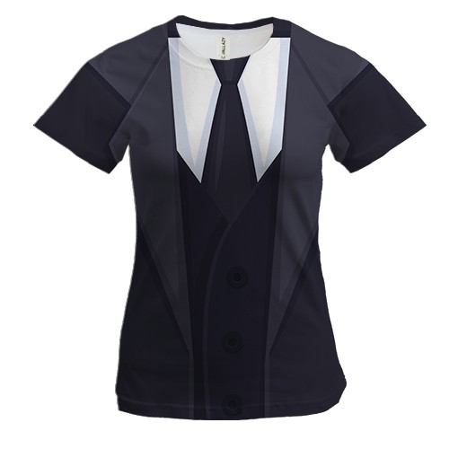 Женская 3D футболка с черным смокингом