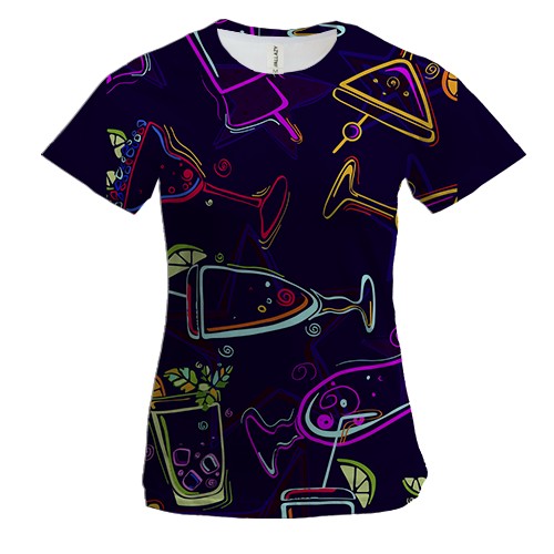 Жіноча 3D футболка з різними коктейлями