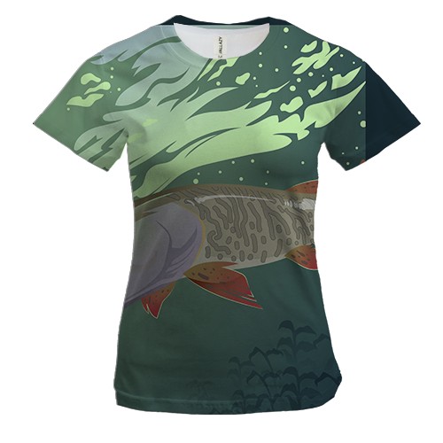 Жіноча 3D футболка з рибою під водою в річці