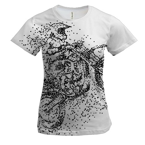 Жіноча 3D футболка з розпадаються мотоциклістом