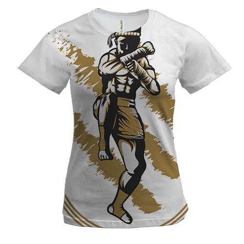 Женская 3D футболка с борцом в экипировке