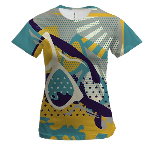 Женская 3D футболка с ретро очками