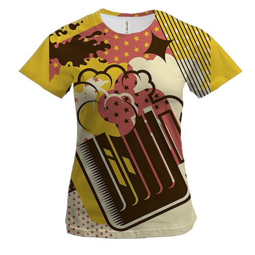 Женская 3D футболка с ретро пивом