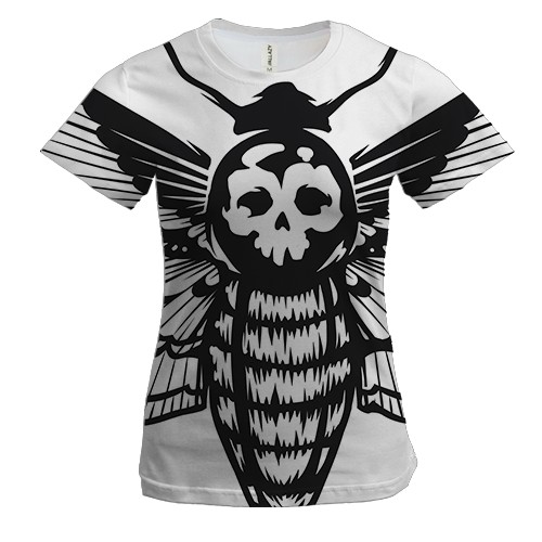 Жіноча 3D футболка з чорної цикадою