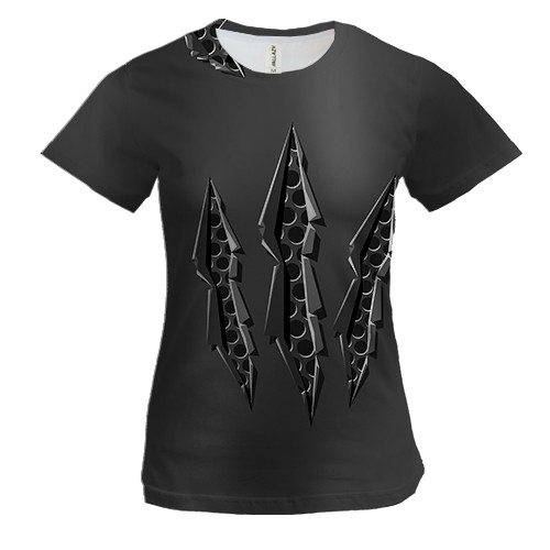 Женская 3D футболка с металлическими царапинами