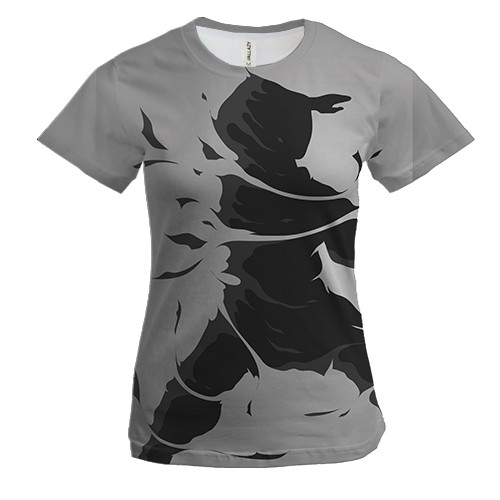 Женская 3D футболка с тенью борцом