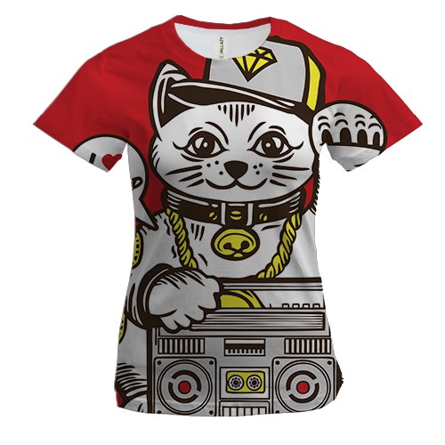 Жіноча 3D футболка Hip hop cat