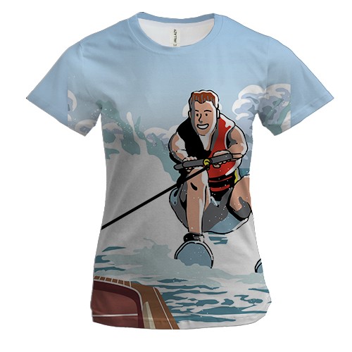 Женская 3D футболка с парнем на водном скутере