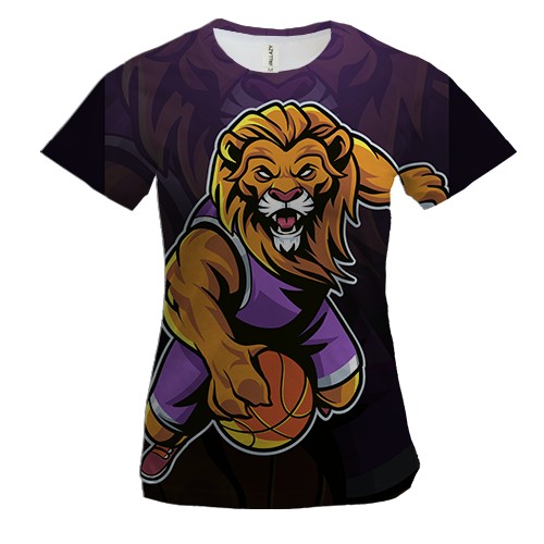 Женская 3D футболка со львом баскетболистом