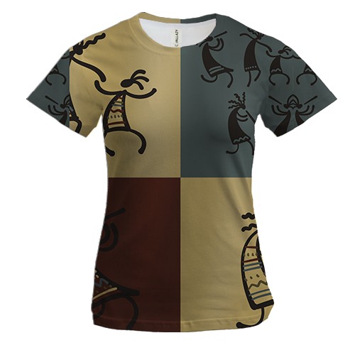 Женская 3D футболка с наскальными людьми