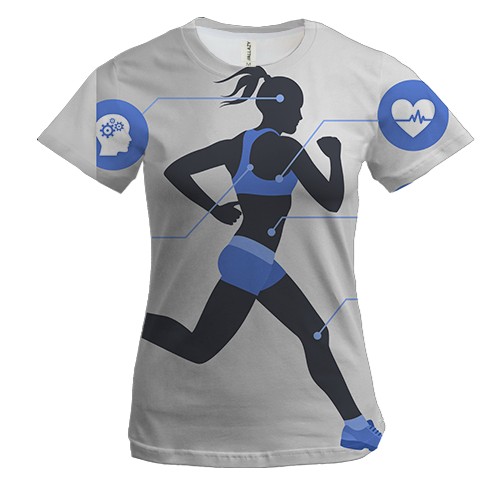 Женская 3D футболка со спортивной девушкой и графиком