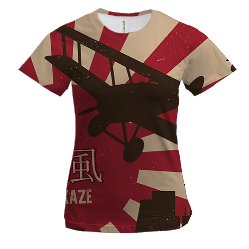 Женская 3D футболка Kamikaze aviator