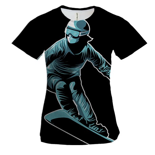 Женская 3D футболка с синим сноубордистом