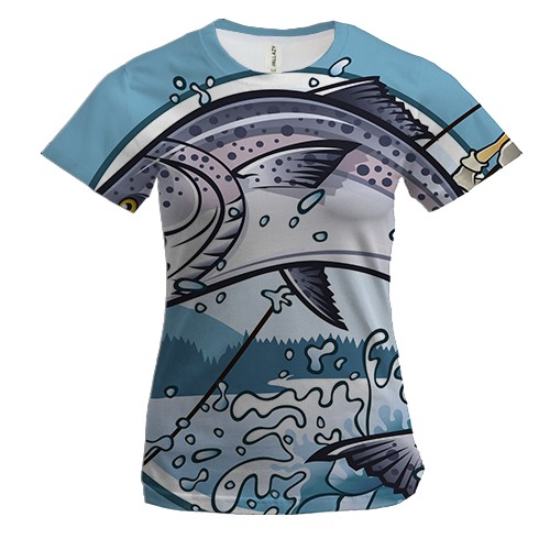 Жіноча 3D футболка з рибалкою і рибою (2)