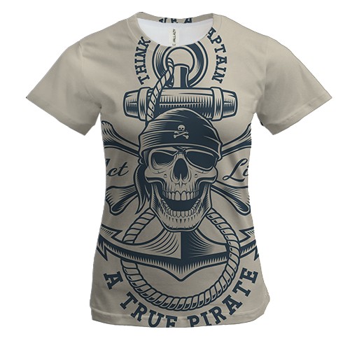 Жіноча 3D футболка з вінтажним піратом