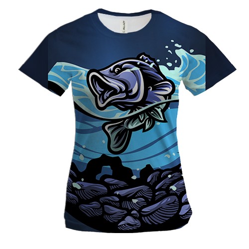 Жіноча 3D футболка з синьою рибою у воді