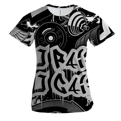 Женская 3D футболка No pain graffiti