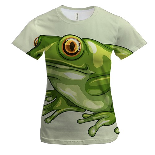 Жіноча 3D футболка із зеленою жабою