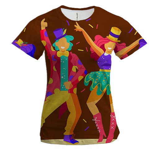 Женская 3D футболка с танцующими людьми