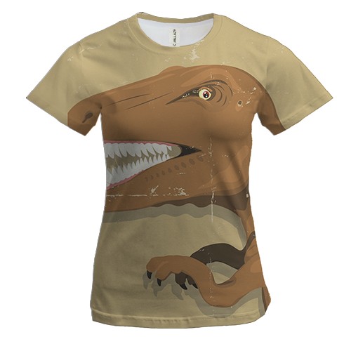 Жіноча 3D футболка з коричневим динозавром