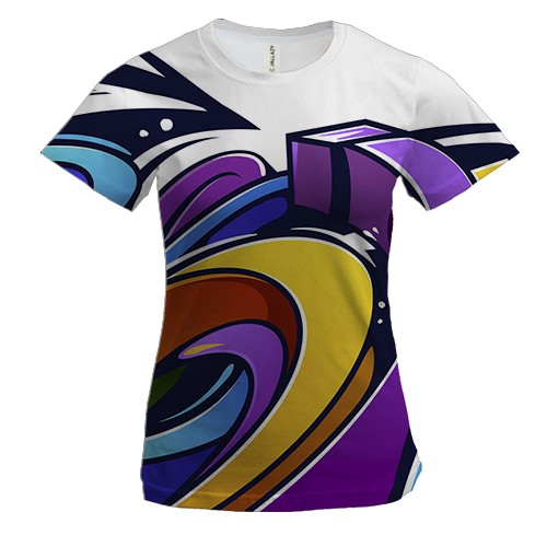 Женская 3D футболка с цветной абстракцией