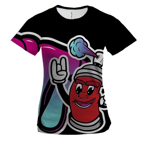 Женская 3D футболка с граффити баллончиком