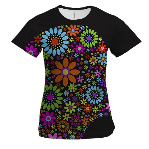 Женская 3D футболка с цветочным силуэтом