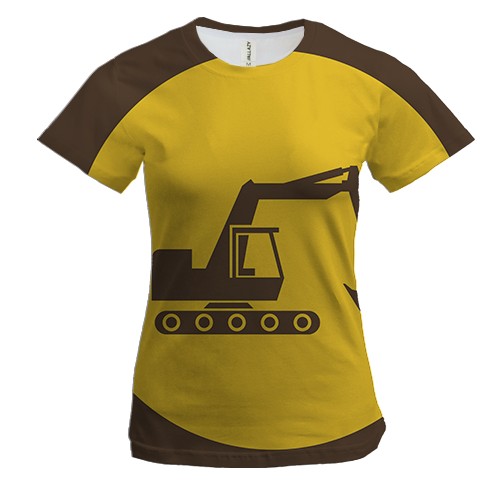 Женская 3D футболка с экскаватором