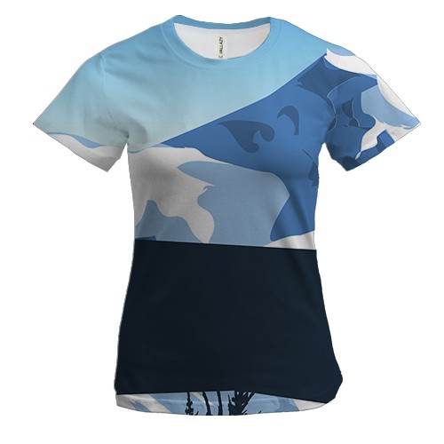 Женская 3D футболка с горным ландшафтом