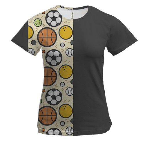 Женская 3D футболка со спортивными мячами