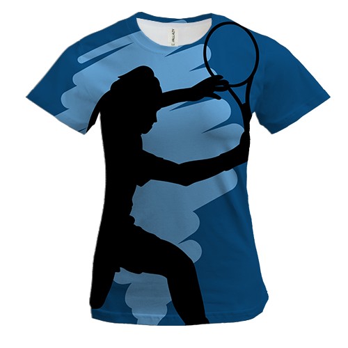Женская 3D футболка с синим игроком в теннис