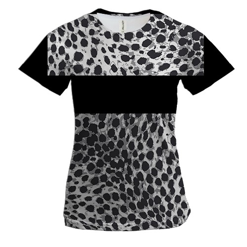 Жіноча 3D футболка з чорно білої плямистої шкірою