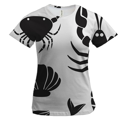 Женская 3D футболка с морскими животными