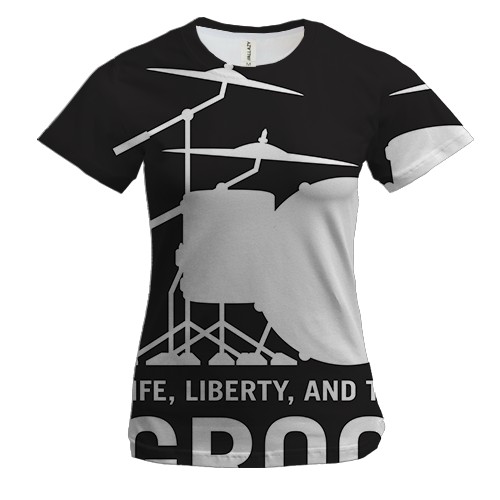 Жіноча 3D футболка з білими барабанами Groove