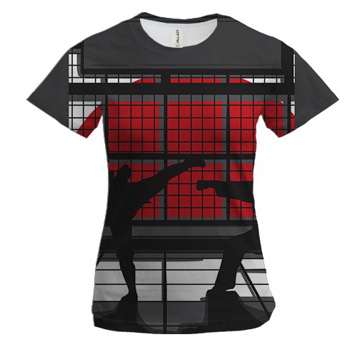 Женская 3D футболка с японскими борцами