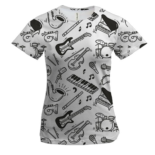 Жіноча 3D футболка з маленькими музичними інструментами