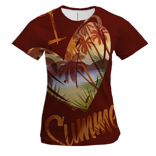 Женская 3D футболка i love summer