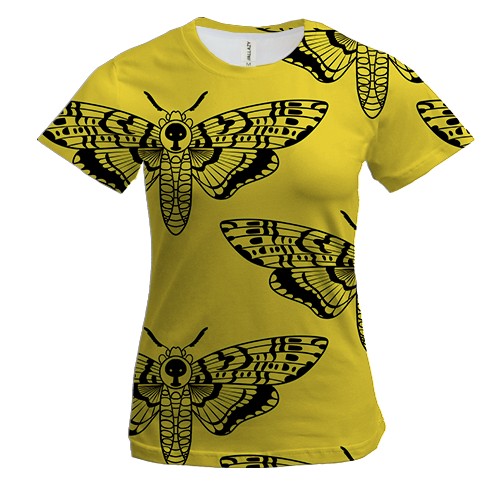 Женская 3D футболка с черными цикадами