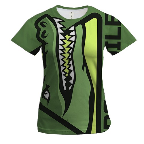 Женская 3D футболка с вертикальным крокодилом (2)