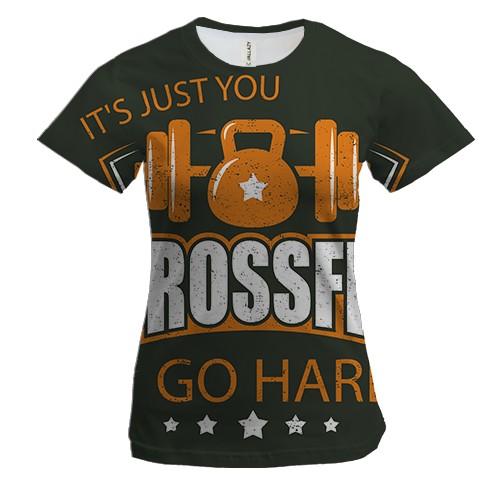 Женская 3D футболка Crossfit go hard