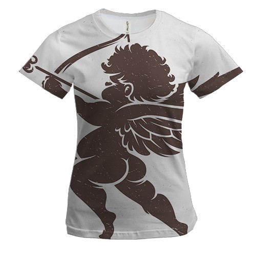 Женская 3D футболка с бронзовым купидоном