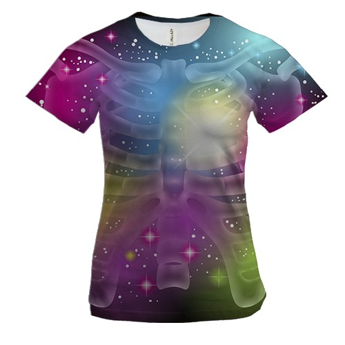 Женская 3D футболка со скелетом торса