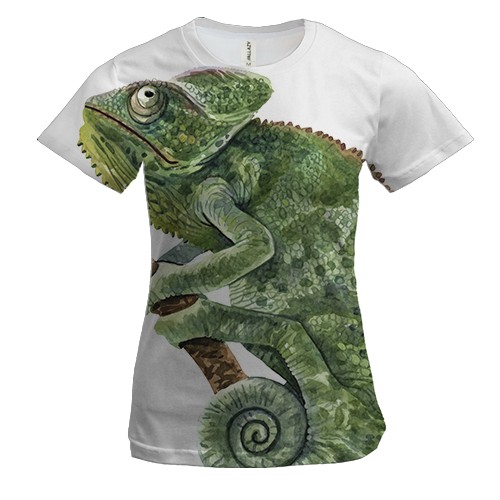 Жіноча 3D футболка з реалістичним хамелеоном