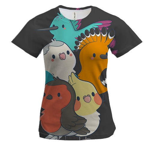 Жіноча 3D футболка з красивими птахами