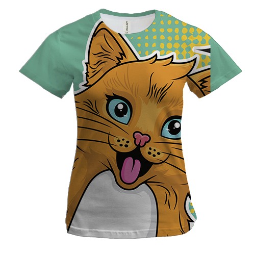 Женская 3D футболка с рыжим котом
