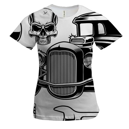 Женская 3D футболка Retro car